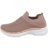 Ital-Design Damen Low-Top Freizeit Sneaker (85379418) Flach Sneakers Low in Hellbraun