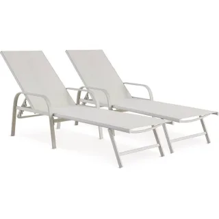 Habitat Garten Sonnenliege, Weiß, Metall, 59x45x193 cm, Gartenmöbel, Gartenliegen