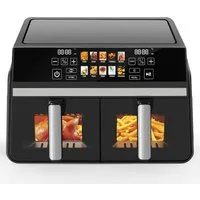 Nettlife Heißluftfritteuse XXL Air fryer Funktion 6/10/11L Sichtfenster 7/13 Programme Touchscreen, 2200 W, Automatische Abschaltung Dual Zone Temperatursteuerung Timer