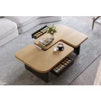 LVHOM Couchtisch 135x60cm/90x90cm ÖKO Modern Modular 2-in-1 mit Beleuchtung (Sachlichkeit + Innovation, Technische Details in Kurzform, Umweltbewusstsein, Wertige Materialassoziation, mehr in 1 Design trifft intelligente Raumtransformation), Rückseit