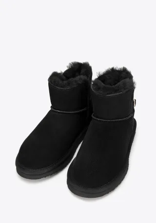 Wittchen Damen-Ankle-Boots aus schwarzem Wildleder mit Schnalle