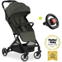Hauck Kinder-Buggy Travel N Care - Dark Olive, Reisebuggy Sportwagen mit Liegefunktion inkl. Lenkrad bis 22 kg