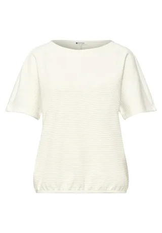 Street One - Kurzarmshirt mit Strukturmuster weiß - Gr. - 36