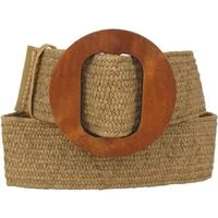 Ella Jonte Flechtgürtel Stretchgürtel mit Holzschnalle im Boho Ibiza Style dehnbar