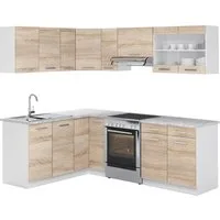 Vicco Winkelküche Rick, Sonoma/Weiß, 227 x 167 cm, AP Marmor