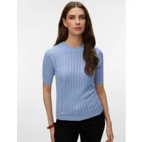 Vero Moda Kurzarmpullover VMMORENA 2/4 O-NECK PULLOVER GA BOO REP mit Struktur-Strickmuster, figurbetont