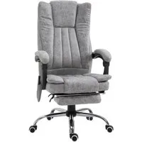 MC Star Bürostuhl Massagesessel Heizfunktion Liegefunktion Massagefunktion (Fußstütze Dicke Polsterung Grau 62 x 67 x 113-120 cm)