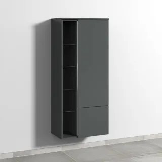 Sanipa 3way Stauraumschrank mit 1 Tür, 1 Auszug und offenen Fächern, Anthrazit-Matt BR18322