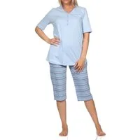 Normann Pyjama Damen kurzarm Capri Schlafanzug im Ethnolook - auch in Übergrössen