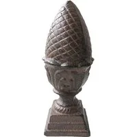 Dehner Gartenfigur Pinienzapfen aus Gusseisen, Ø 8.8 cm, Höhe 22 cm, frostbeständige Dekofigur für Garten und Terrasse