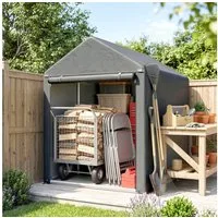 Outsunny Faltgarage Gartenschuppen mit Stahlrahmen, robust & wetterfest (Schuppen, 1-St., Lagerzelt), für Garten, Dunkelgrau