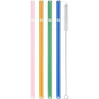 Zwilling Trinkhalme Sorrento, (Set, 5-tlg., 4 Glasstrohhalme und 1 Reinigungsbürste), Vier Glasstrohhalme, Borosilikatglas, gemischte Farben, gerade