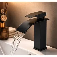 Homeline Badarmatur Waschtischarmatur Wasserhahn Bad Badarmatur Armatur Schwarz / Chrom (Mischbatterie ist flexibel, Schläuche., Mit Schläuche)