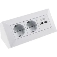 ChiliTec 2-fach Steckdosenblock + 2x USB, weiß Mehrfachsteckdose