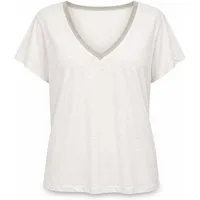 Freeman T. Porter Kurzarmshirt Taile Ribbon Shirt Kurzarm - T-Shirt Damen - Kurzarmshirt weiß V-Aussc