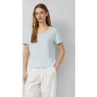 s.Oliver Kurzarmshirt T-Shirt Flammgarn-T-Shirt mit Ausschnitt-Detail