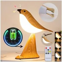 QUBEBU LED Nachttischlampe Nachtlicht Kabellos Tischlampe Vogel Diffuser Touch Dimmbare Aufladbar, Dimmbar & Timer, LED fest integriert, mit Fernbedienung, 2600mAh, Kaltweiß & Warmweiß & Neutralweiß, Nachtlicht für Kinder Erwachsene, kreative Geschen