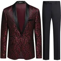 Allthemen Smoking (2 tlg) Herren Jacquard Anzug Slim Fit Anzüge für Hochzeit