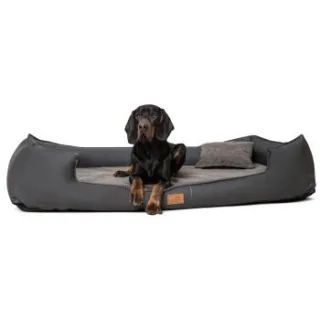 Tierlando ® Nonplusultra LINUS orthopädisches Hundebett Visco PLUS Kunstleder schwarz/ graphit 1,3 m, 25 cm, 1 m