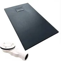 KOLMAN Duschwanne Rechteck VIDAR 100x80x3,2 Steinoptik, rechteckig, Verbundwerkstoff, Ablaufgarnitur GRATIS