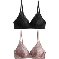Next Bügelloser BH 2 x wattierte DD+ BHs mit Spitze, ohne Bügel (2-tlg)