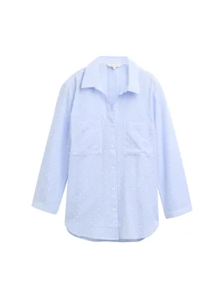 Tom Tailor - Regular Fit Bluse mit Streifenmuster blue white dobby stripe - Gr. - 38