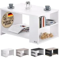 Casaria Couchtisch Santa Cruz, mit Stauraum Holz Weiß Wohnzimmertisch 90x60x50cm Groß Ablage Eckig