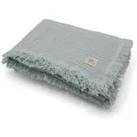 Plaid Musselin Sofadecke - Tagesdecke - 100% Bio-Baumwolle - 135x200 cm, hutch&putch, Decke aus 4-Lagen Musselin - mit Fransen - als Überwurf