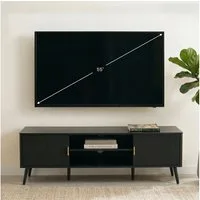 IDIMEX Lowboard ALMA, TV Lowboard 140 cm mit Metallgriffen und Stauraum Schwarz