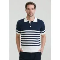 Felix Hardy Poloshirt Gestreiftes Strick-Poloshirt Kurzarm
