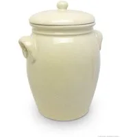 KERAZO Fermentationsglas 7L Rumtopf Einlegetopf Keramiktopf Mehrzwecktopf aus Steinzeug, beige, Keramik, Keramiktopf mit Henkel und Deckel