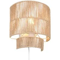Reality Leuchten LED Wandleuchte, Dimmfunktion, LED wechselbar, über Schalter in 3 Stufen dimmbar, warmweiß, innen Lampenschirm aus Papier mit Stecker Kabel für Steckdose, H: 24cm