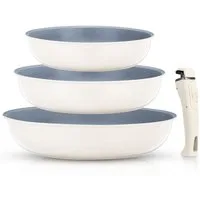 FOHERE Pfannen-Set Antihaft-Pfannen-Set mit abnehmbarem Griff, 3-teilig, Aluminium (3-tlg), drei Pfannen (20CM, 24CM, 28CM), grau