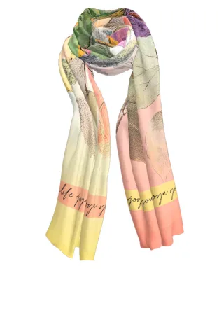Bianca - Schal mit floralem Allover-Print und Schriftzug rot - Gr. - 52