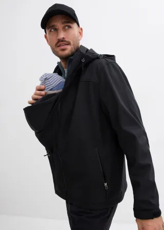 bonprix 2-in-1 Tragejacke für Herren mit Trageeinsatz, schwarz, Gr.50, 2-in-1 Softshelljacke für Männer mit Trageeinsatz