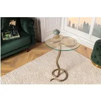 riess-ambiente Beistelltisch WILDLIFE SNAKE 65cm transparent / kupfer (Einzelartikel, 1-St), Wohnzimmer · Glas · Metall · rund · Schlangen-Skulptur · handmade