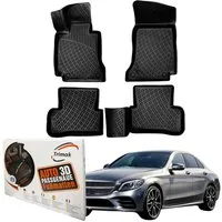 Trimak Auto-Fußmatten Oder Kofferraumwanne Oder Set kompatibel mit Mercedes C Klasse, Mercedes C Klasse W205 / S205 2014-2021 Gummimatten Auto TPE