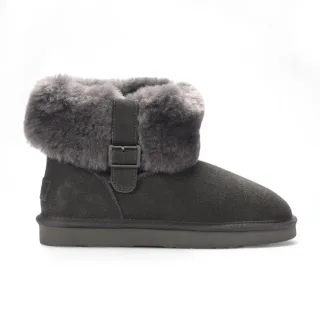 Damen Winterstiefeletten aus echtem Schaffell, grau, Wildleder – Granit