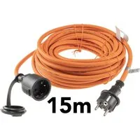 ChiliTec CHILITEC Gummi Schutzkontaktverlängerung, IP44, 15 m, orange Verlängerungskabel