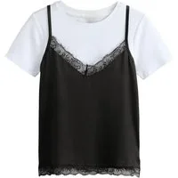 Next T-Shirt Kurzarm-T-Shirt mit Trägertop-Lage und Spitze (2-tlg)