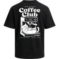 Neverless Oversize-Shirt Herren T-Shirt - Design Cat Coffee - Oversized Relaxed Fit Printshirt mit Print