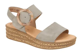 Gabor 84.550.31 Damen Sandalette, Gr?n Schilf, Keilabsatz, Klettverschluss