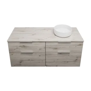Burgbad Keramik Waschtisch-Set Eqio Eiche Dekor Silber/Alpinweiss, SGUW140RF6015C0001 SGUW140RF6015C0001