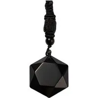 Firetti Kette mit Anhänger Schmuck Geschenk Halsschmuck Halskette Hexagon, Made in Germany - mit Obsidian