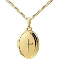 JEVELION Kette mit Anhänger Medaillon Gold 333 Kreuz-Ornament Anhänger zum Öffnen für 2 Bilder (Amulettanhänger aus Gold, für Damen und Mädchen), Mit Panzerkette vergoldet - Länge wählbar 36 - 70 cm