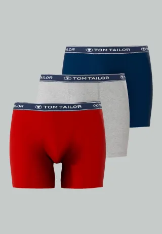 TOM TAILOR BODYWEAR - TOM TAILOR Herren Long-Pants uni 3er Pack rot-mittel-uni - Gr. - M