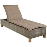 MERXX Gartenliege Toskana, Polyrattan/Akazie, inkl. Auflage