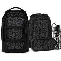 Satch Schulranzen Schulrucksack-Set PACK Blurry Faces 4-teilig (4-teilig), Laptop-Fach, Your-Size-System, Schulranzen, ergonomisch