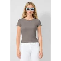 QS Kurzarmshirt T-Shirt Rippshirt