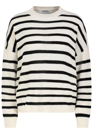 Authentic Style - RE9CIFN0cmlja3B1bGxvdmVy black - cream stripes - Gr. - XL